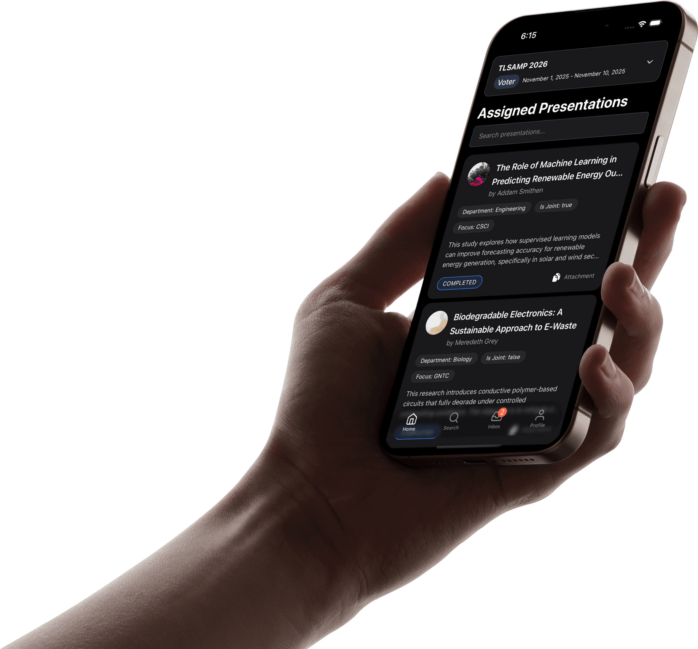 Votearly mobile app screens for event participants